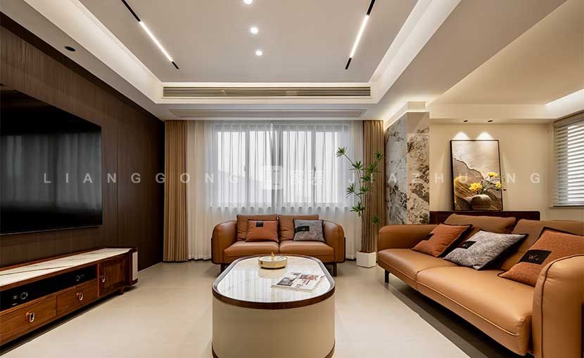 110㎡新中式风客厅装修案例